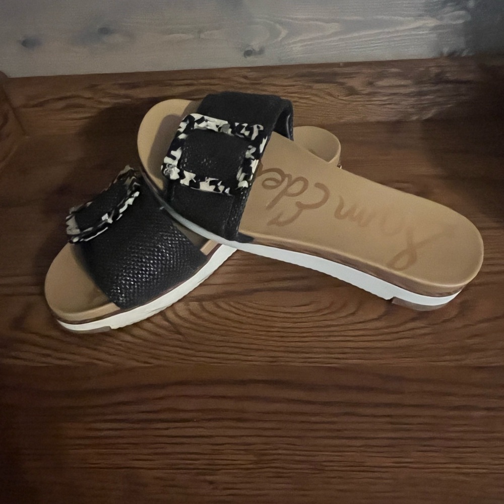 Sam Edelman Black and White Slide Sandals